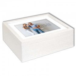 Memory box legno bianco 2 foto